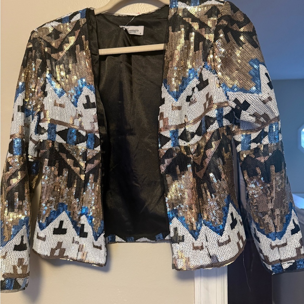 Lumier By Bariano Sequin Embellished Jacket - Multicolor - Picture 6 of 7
